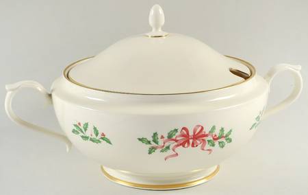 Holiday Gold (Red Ribbon Accent) Tureen & Lid