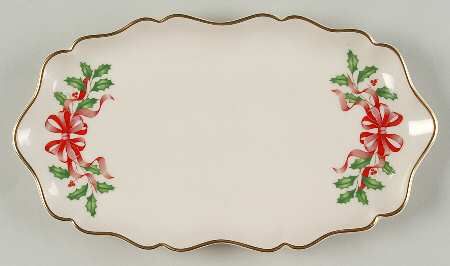 Holiday Gold (Red Ribbon Accent) Small Oval Tray