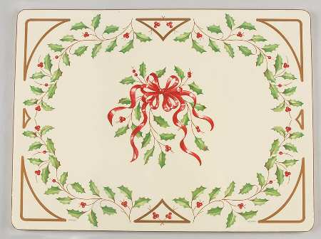Holiday Gold (Red Ribbon Accent) (Set of 2) Placemat Set