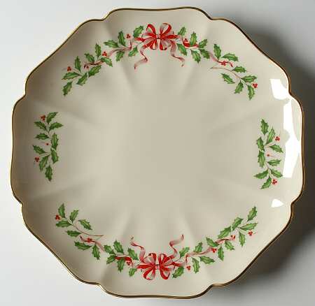 Holiday Gold (Red Ribbon Accent) Round Tray