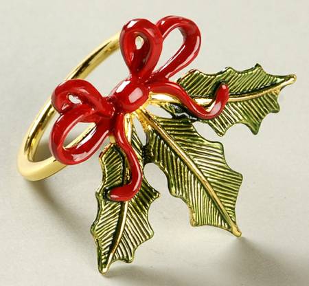 Holiday Gold (Red Ribbon Accent) Napkin Ring