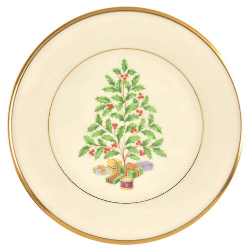 Holiday Tree Gold Accent Salad Plate