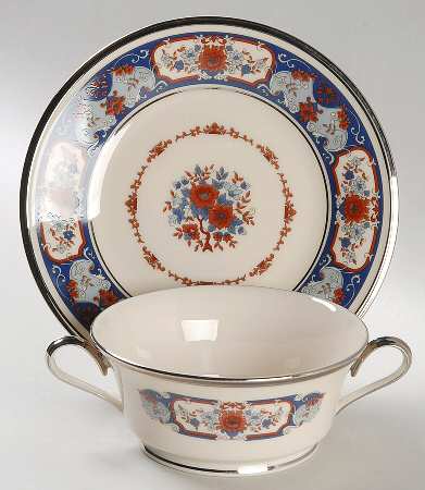 Interlude Footed Cream Soup & Dessert Plate/Saucer Set by Lenox