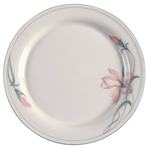 Iris on Grey Dinner Plate
