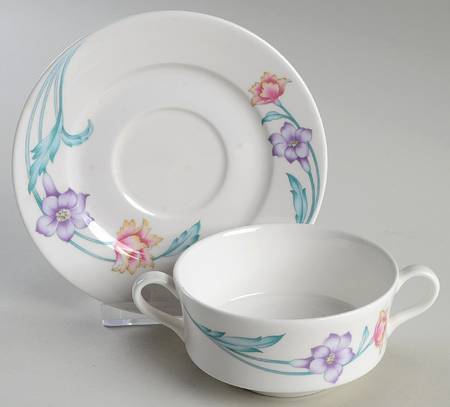 Isle Royale Footed Cream Soup Bowl & Saucer Set