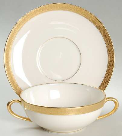 J19 Cream Flat Cream Soup Bowl & Saucer Set