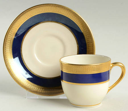 J19K Cobalt Blue Flat Demitasse Cup & Saucer Set