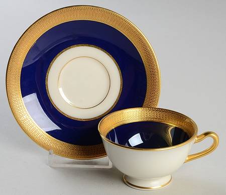 J19K Cobalt Blue Footed Demitasse Cup & Saucer Set