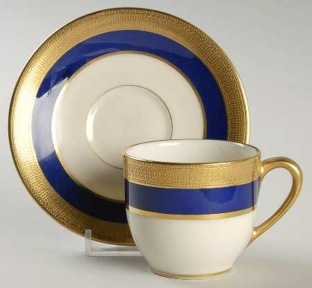J19K Cobalt Blue Flat Demitasse Cup & Saucer Set