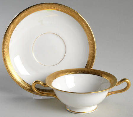 J19 White Footed Bouillon Cup & Saucer