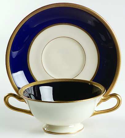 Tuxedo Cobalt Blue Footed Bouillon Cup & Saucer
