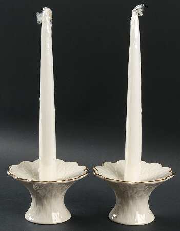 Jacquard Gold 2" Candlestick - Set of 2 with Candles