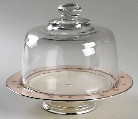 Jewel 6 1/2"-7 1/2" Footed Cheese Plate w/ Glass Dome HC