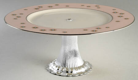 Jewel Cake Stand with 4"-5" Metal Pedestal  Hc