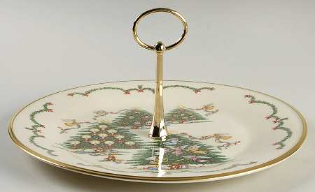 Joys of Christmas Giftware Round Serving Plate with Handle (DP)