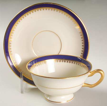 K344B Cobalt Blue Footed Cup & Saucer Set