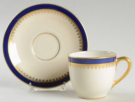 K344B Cobalt Blue Flat Demitasse Cup & Saucer Set by Lenox