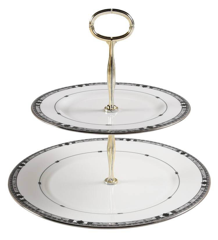 Kara 6 5/8"-10"  2 Tiered Serving Tray (Dp, Sp) HC