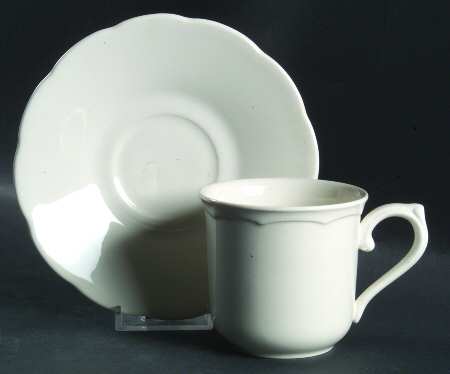 Lantana White Flat Cup & Saucer Set by Lenox
