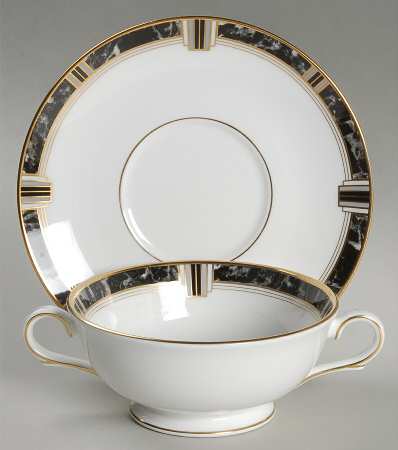 Lenox Classic Modern Footed Cream Soup Bowl & Saucer Set