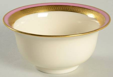 Lenox Liners (Cream, Gold Trim) Encrusted Pink Band Bouillon Liner
