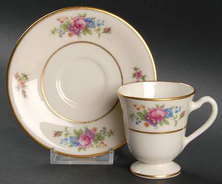 Lenox Rose Footed Demitasse Cup & Saucer Set