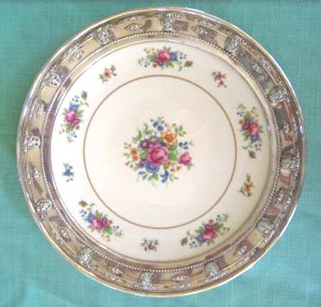 Lenox Rose Large Footed Sterling Band Sandwich Plate