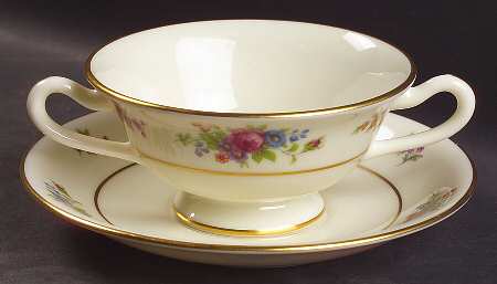Lenox Rose Footed Bouillon Cup & Saucer
