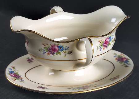 Lenox Rose Gravy Boat with Attached Underplate