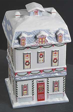 Lenox Village Giftware Christmas Cookie Jar & Lid
