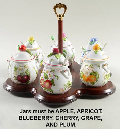 Lenox Orchard Giftware Jam/Jelly Set & Wood Stand