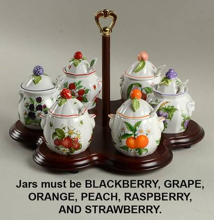 Lenox Orchard Giftware Jam/Jelly Set & Wood Stand