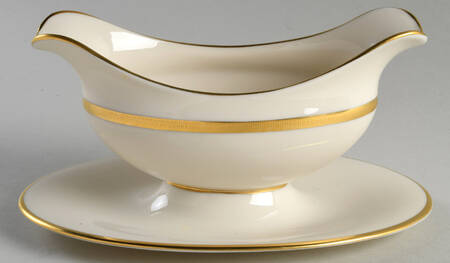 Lowell (Gold Backstamp) Gravy Boat with Attached Underplate