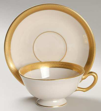 Lowell (Gold Backstamp) Footed Cup & Saucer Set