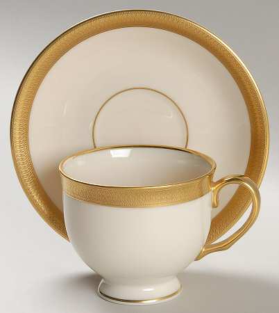 Lowell (Gold Backstamp) Footed Cup & Saucer Set