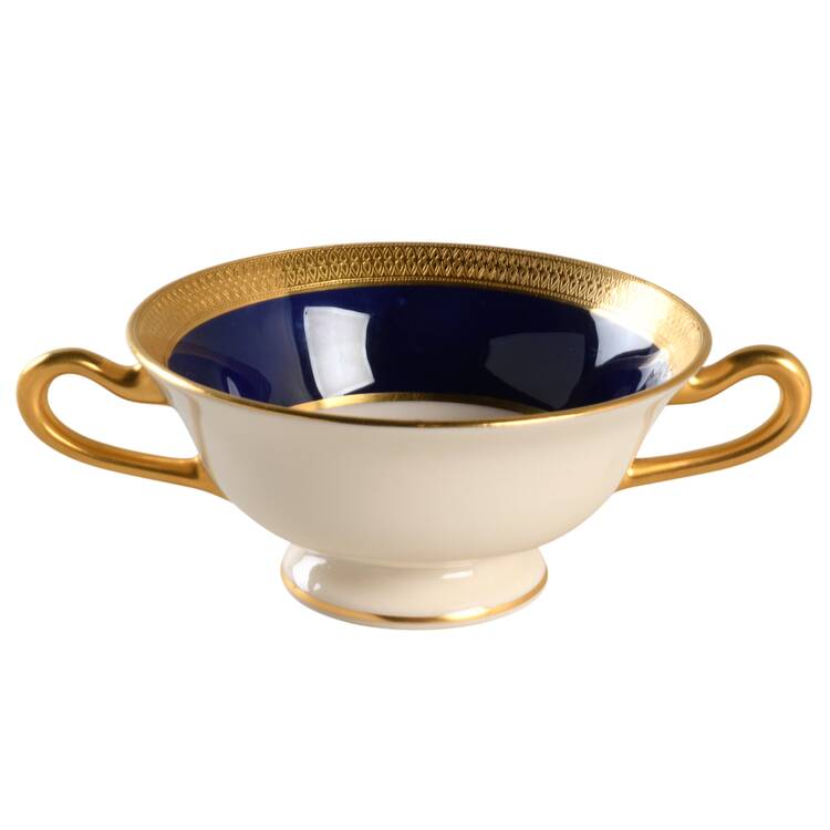 Lowell Cobalt Blue Footed Cream Soup Bowl