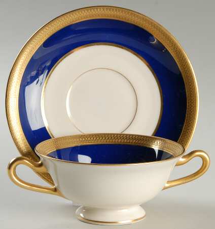 Lowell Cobalt Blue Footed Bouillon Cup & Saucer