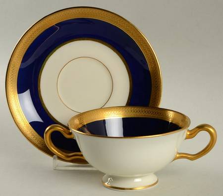Lowell Cobalt Blue Footed Bouillon Cup & Saucer