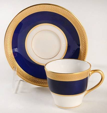 Lowell Cobalt Blue Flat Demitasse Cup & Saucer Set