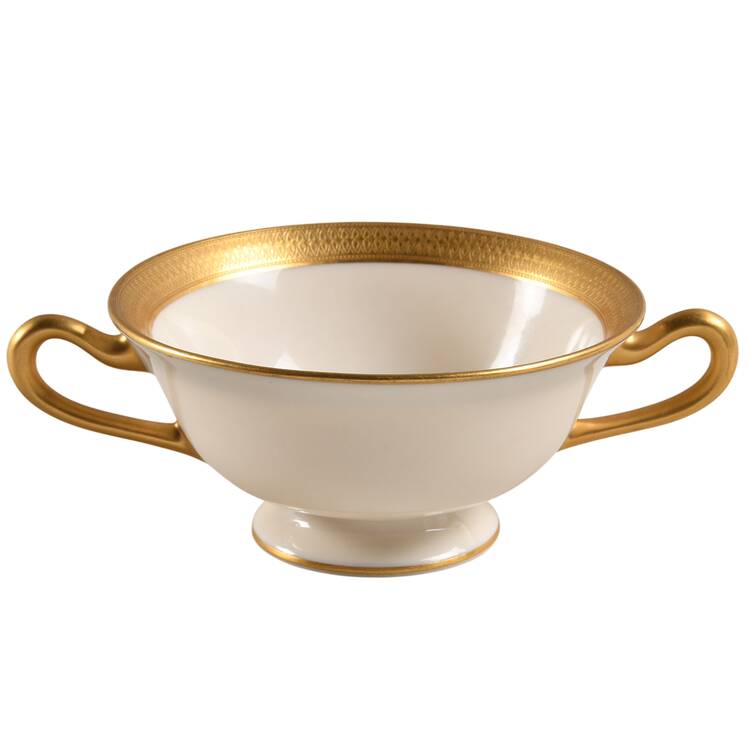 Lowell (Green Backstamp) Footed Cream Soup Bowl