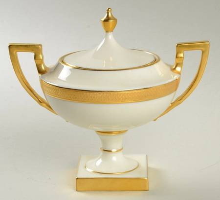 Lowell (Green Backstamp) Sugar Bowl & Lid
