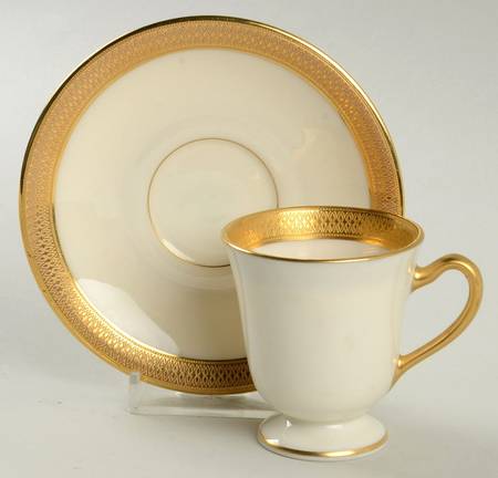 Lowell (Green Backstamp) Footed Demitasse Cup & Saucer Set