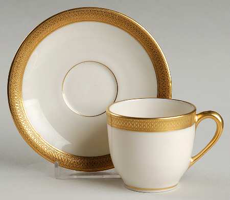 Lowell (Green Backstamp) Flat Demitasse Cup & Saucer Set