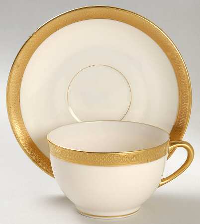 Lowell (Green Backstamp) Flat Cup & Saucer Set