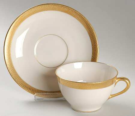 Lowell (Green Backstamp) Flat Cup & Saucer Set