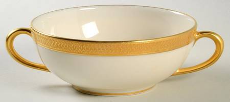 Lowell (Green Backstamp) Flat Cream Soup Bowl