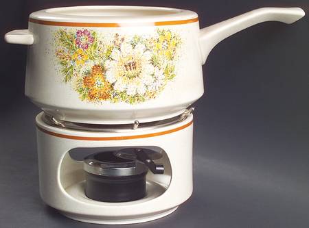 Magic Garden Open Fondue Pot w/Warmer Stand,Metal Rack & Burner