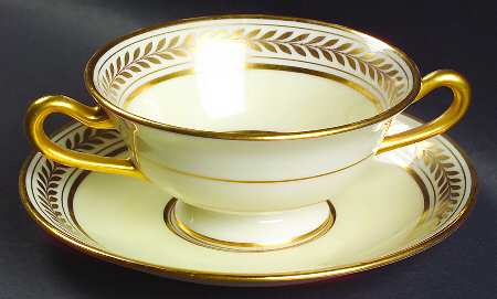 Malmaison Ivory Footed Bouillon Cup & Saucer