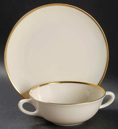 Mansfield Flat Cream Soup Bowl & Dessert Plate/Saucer Set