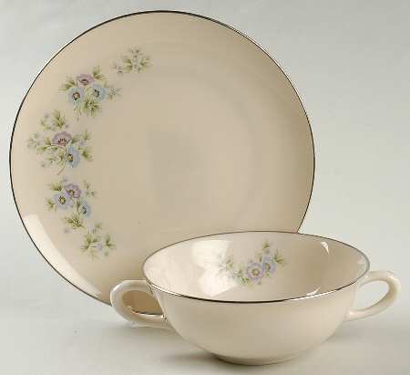 Maywood (Blue Floral) Flat Cream Soup Bowl & Saucer Set